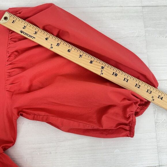EVEREVE Sundry The Anywhere Babydoll Dress M Red Tiered Balloon Sleeves Cottage - Picture 13 of 16